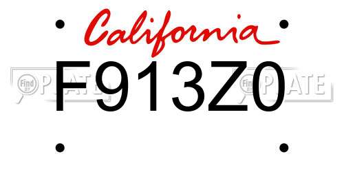 F913Z0 California License Plate