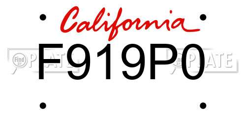 F919P0 California License Plate