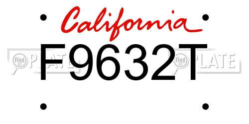 F9632T California License Plate