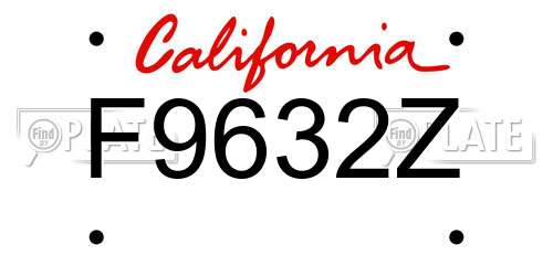 F9632Z California License Plate