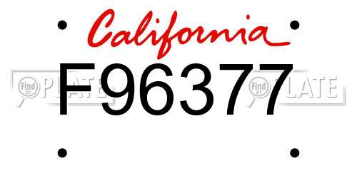 F96377 California License Plate