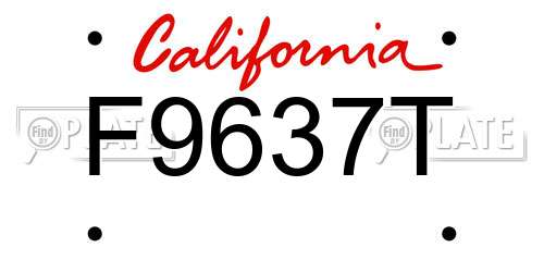 F9637T California License Plate