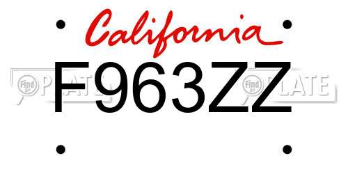 F963ZZ California License Plate