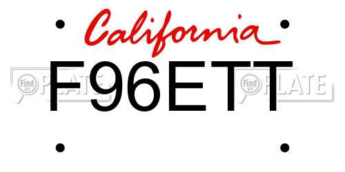 F96ETT California License Plate