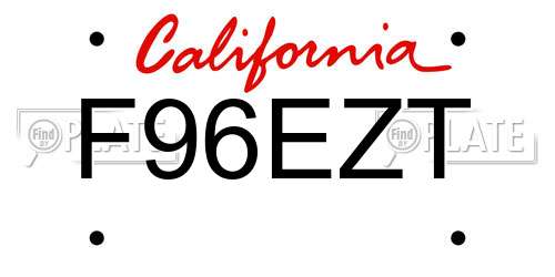 F96EZT California License Plate