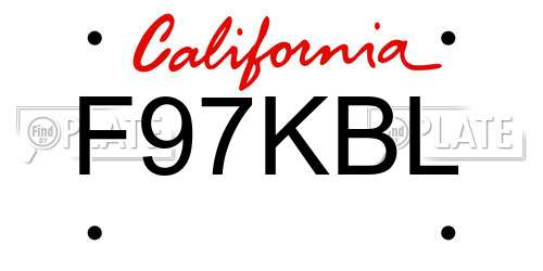 F97KBL California License Plate