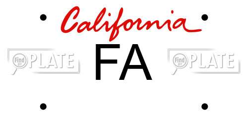 FA California License Plate
