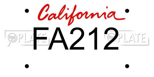FA212 California License Plate