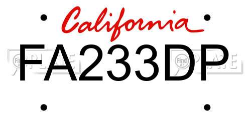 FA233DP California License Plate
