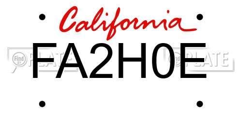 FA2H0E California License Plate