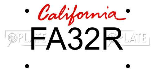 FA32R California License Plate