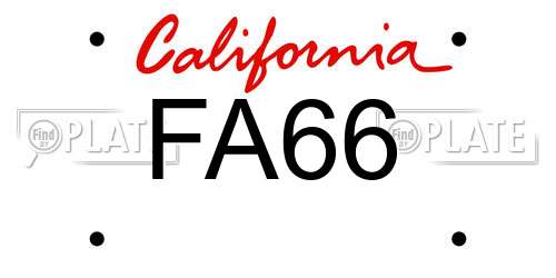 FA66 California License Plate