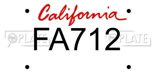FA712 California License Plate