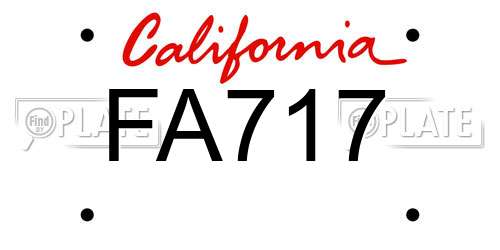 FA717 California License Plate