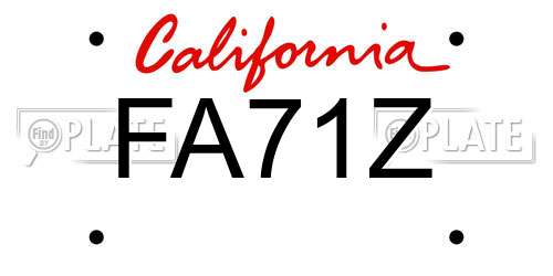 FA71Z California License Plate