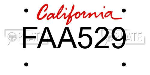 FAA529 California License Plate