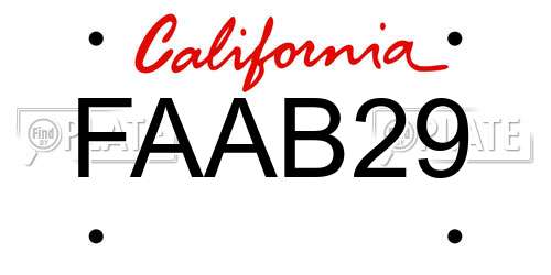 FAAB29 California License Plate