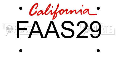 FAAS29 California License Plate