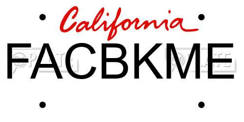 FACBKME California License Plate