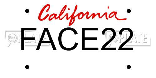 FACE22 California License Plate