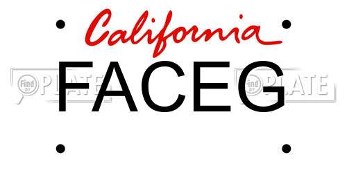 FACEG California License Plate