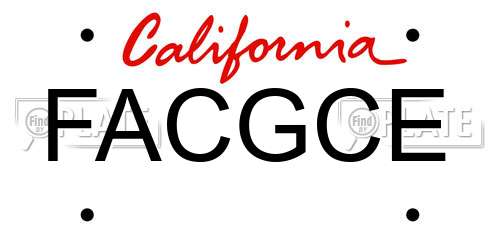 FACGCE California License Plate