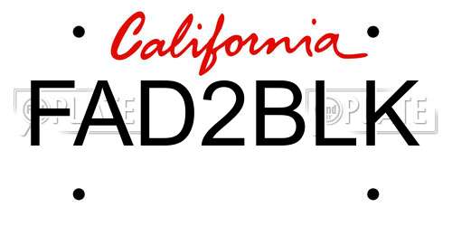 FAD2BLK California License Plate
