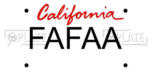 FAFAA California License Plate