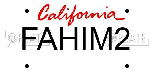 FAHIM2 California License Plate
