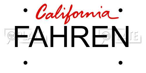 FAHREN California License Plate