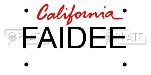 FAIDEE California License Plate