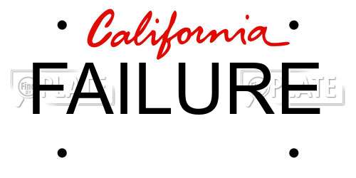 FAILURE California License Plate