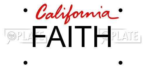 FAITH California License Plate