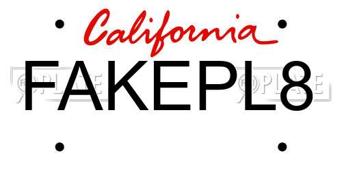 FAKEPL8 California License Plate