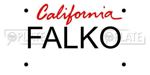FALKO California License Plate