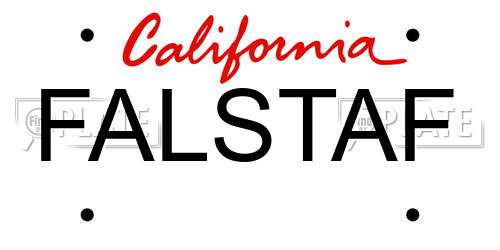 FALSTAF California License Plate