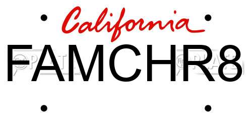 FAMCHR8 California License Plate