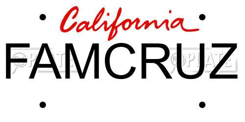 FAMCRUZ California License Plate