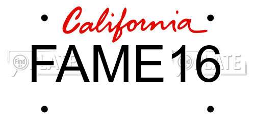 FAME16 California License Plate