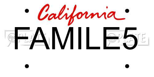 FAMILE5 California License Plate