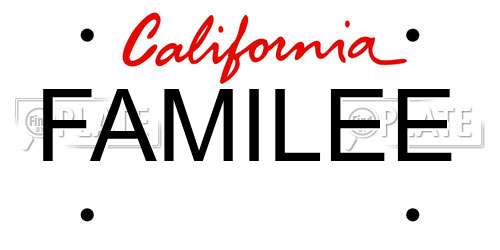 FAMILEE California License Plate