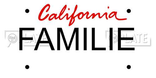 FAMILIE California License Plate