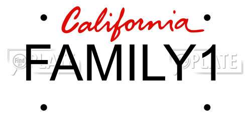 FAMILY1 California License Plate