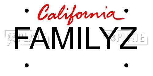 FAMILYZ California License Plate