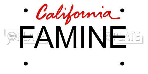 FAMINE California License Plate