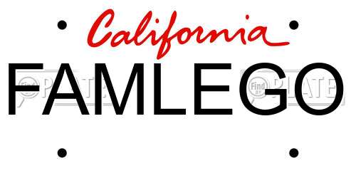 FAMLEGO California License Plate