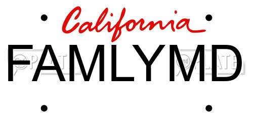 FAMLYMD California License Plate