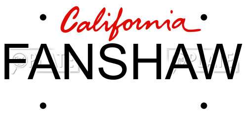 FANSHAW California License Plate