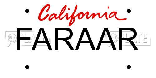 FARAAR California License Plate