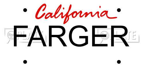 FARGER California License Plate